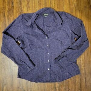 Eddie Bauer Purple Print Blouse Size L